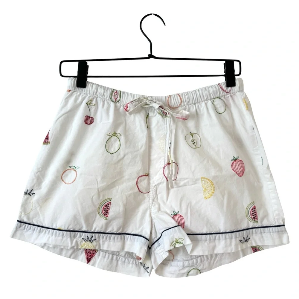 Printfresh Anthropologie Embroidered Fruit Pajama Shorts XS‎ Lounge Cozy